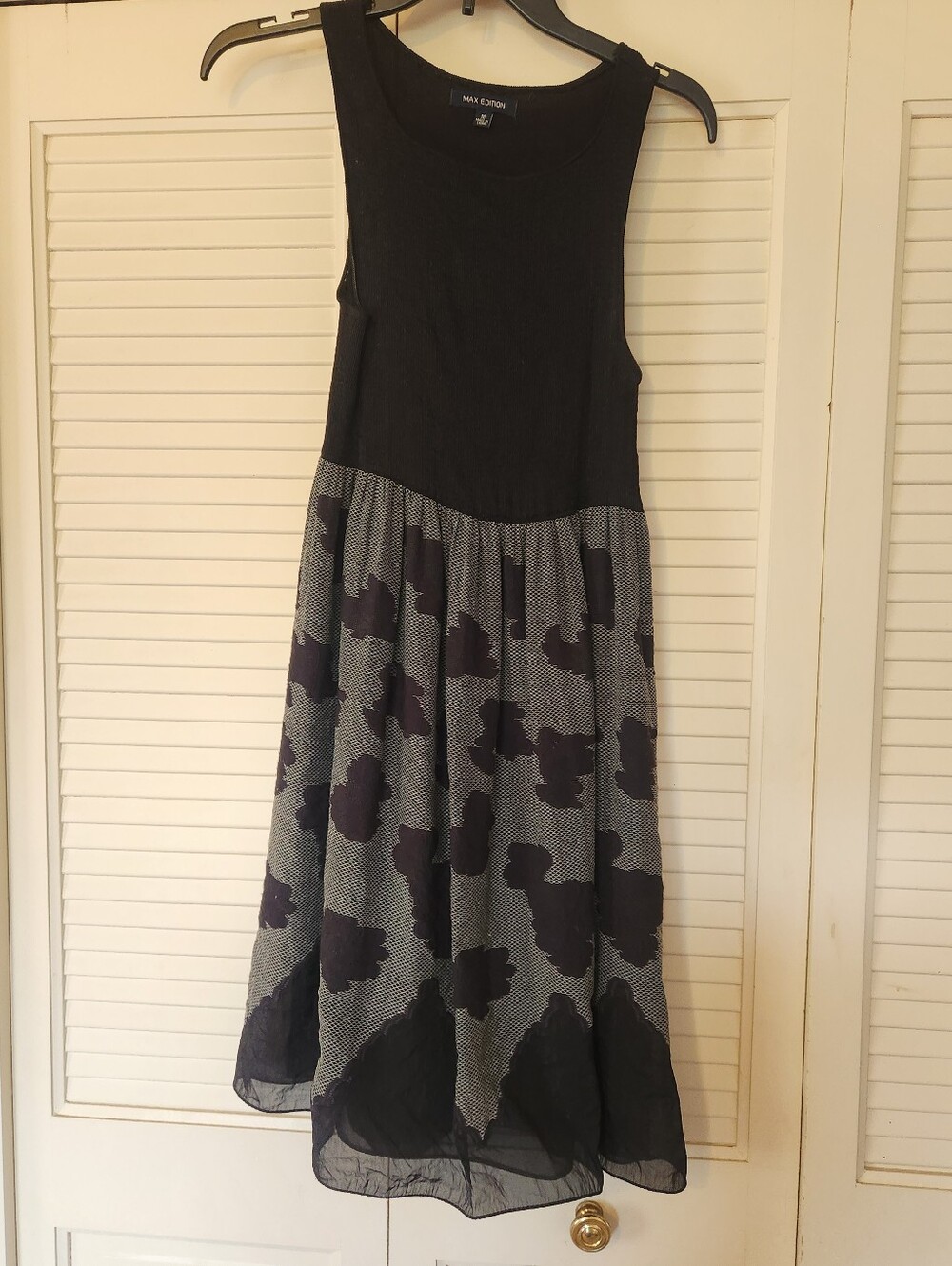 MAX EDITION Black Sleeveless Floral Print Midi Dress